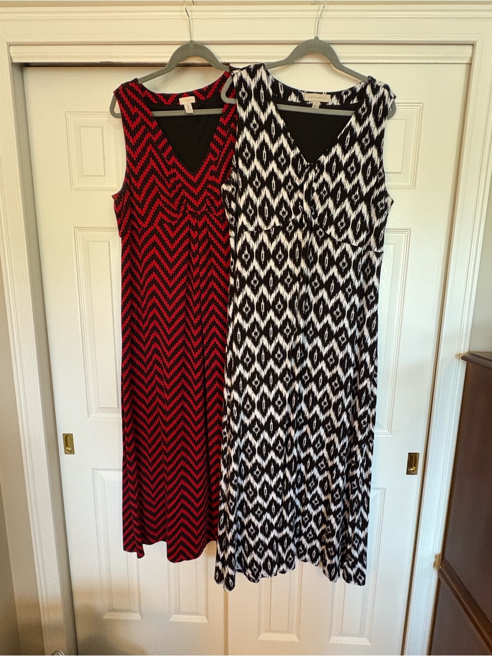 Chico's Red Chevron Maxi Dress and Laura Ashley Diamond black and White Dress
